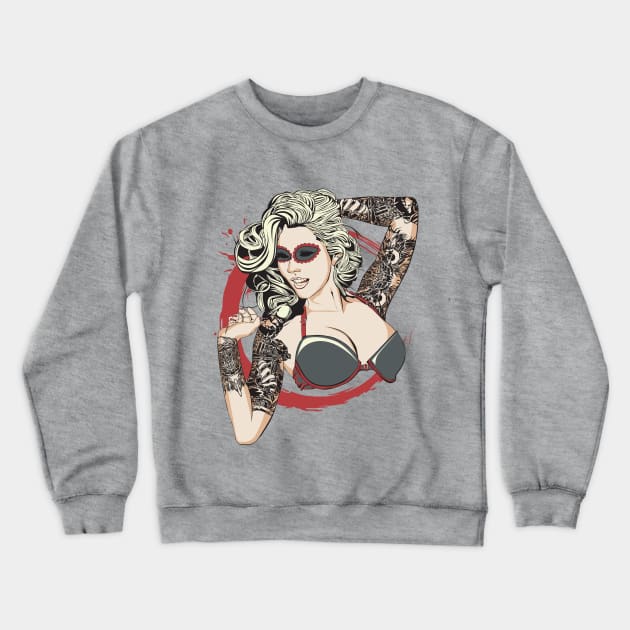 Tattooed Girl Crewneck Sweatshirt by SybaDesign